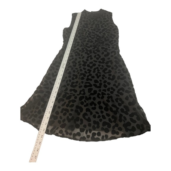 Ann Taylor Velvet Cheetah Mock Neck Mini Dress Black 2 Petite - Picture 9 of 11